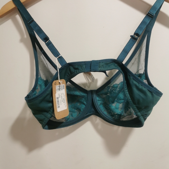 FLEUR IKAT Sea blue embroidered underwire bra NWT - Picture 2 of 4